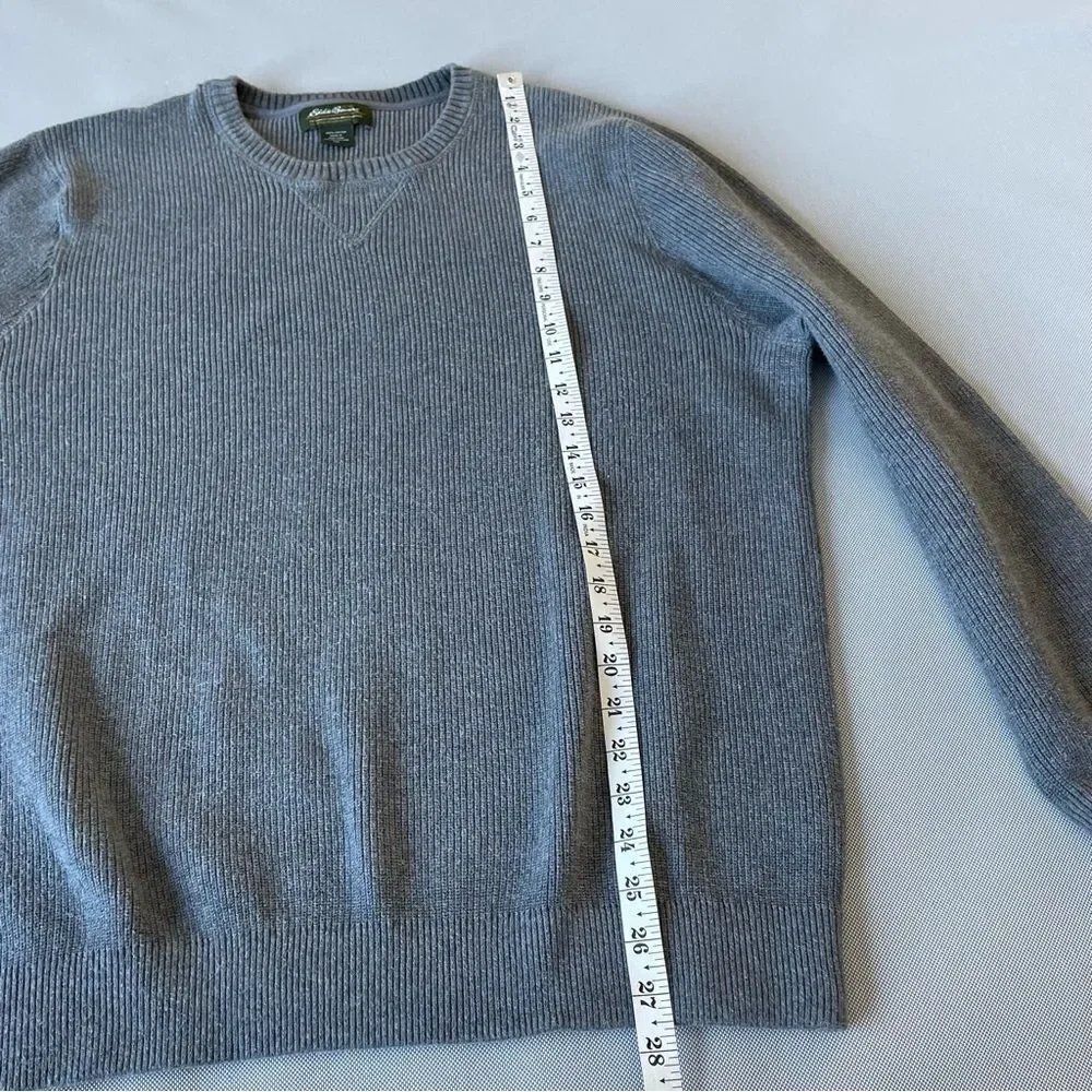 Eddie Bauer Gray Knit Crewneck Heavyweight Cotton Sweater Men’s Size XXL - Picture 5 of 9